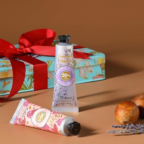 Yoken 20% Shea Butter Hand Cream Gift Set, Instant Moisturizing Hand Cream for Women Dry Hands with Delicate Tin, Floral-Scented Hand Lotion 6 x 1 OZ thumbnail 5