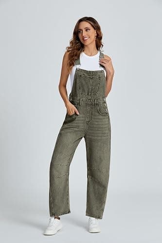 Ladyful Women's Denim Overall Casual Straight Wide Leg Bib Jeans Overall Adjustable Straps Denim Romper Stretch Jumpsuits thumbnail 2