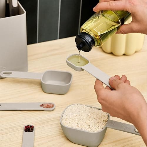 bella 9 Pc Nested Measuring Cup & Spoon Set, BPA & BPS-free nylon, Oatmilk thumbnail 5