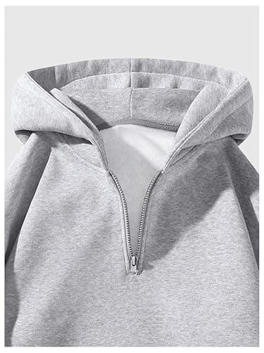 Verdusa Men's Quarter Zip Pullover Hoodies Long Sleeve Drop Shoulder Sweatshirt Casual Pullover thumbnail 4