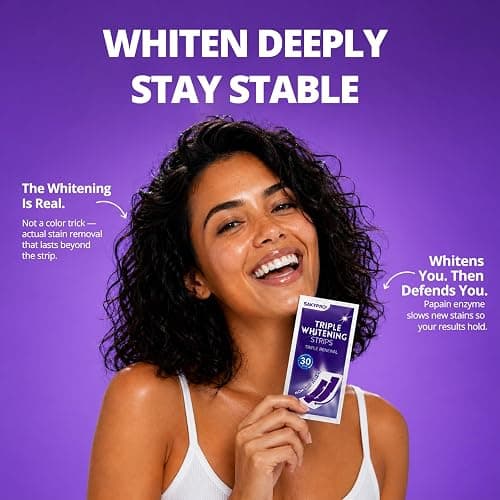 SAKYPRORAL Purple Whitening Strips, 90-Day Long-Lasting Results, Enamel Safe & Low-Sensitivity, Professional Teeth Whitening Strips with Non-Slip Dry Strip Technology (28 Count (Pack of 1)) thumbnail 3