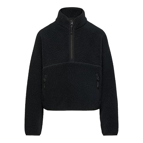 Yioaga Womens Fleece Half Zip Pullover Fuzzy Sherpa Jacket with Pockets | Soft Fuzzy Sherpa Fleece, Half‑Zip Mockneck, Cropped Long Sleeve, Drop Shoulder, Side Zip Pockets, Casual Warm Women Pullover thumbnail 7