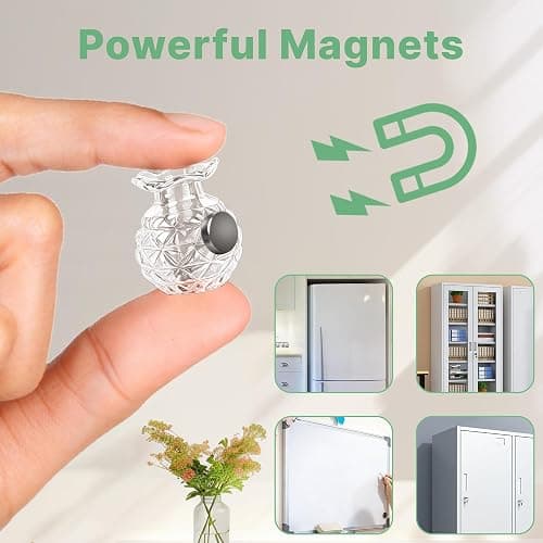 ZOYVUX Cute Mini Vase Magnets for Fridge, Funny Decorative Magnets, 5 Pack | Tiny Plant Glass Vases with Faux Flowers, Whimsical Magnetic Refrigerator Decor, For Kitchen, Locker, Office, Gift thumbnail 4
