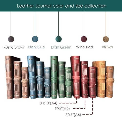 Leather Journal Writing Notebook - Genuine Leather Bound Daily Notepad for Men & Women Lined Paper 240 Kraft Pages, Handmade, Rustic Brown, 5 x 7 in thumbnail 4