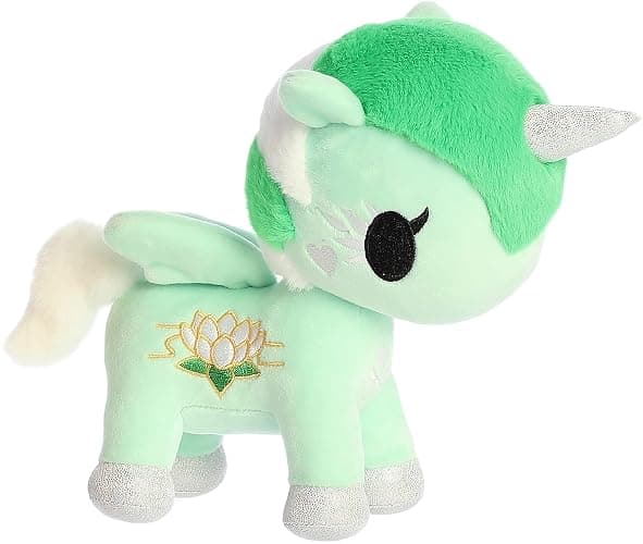 Aurora Enchanting ©Tokidoki Flower Power Water Lily Unicorno Stuffed Animal - Bright & Colorful Design - Showpiece Plush - Green 7.5 Inches thumbnail 4