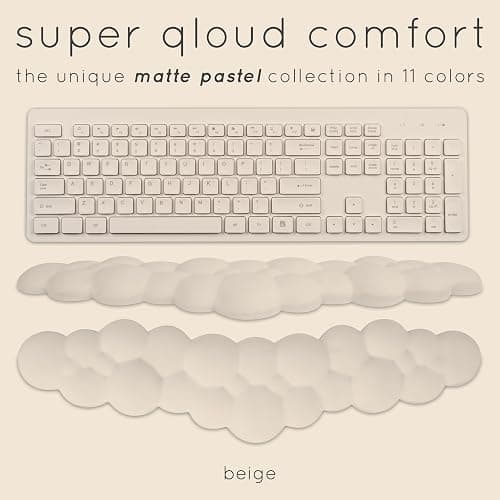 Cloud Keyboard Wrist Rest – Create-ables Qloud Cloud Wrist Rest for Computer Keyboard and Mouse, Ergonomic Memory Foam Wrist Pad with Non-Slip Base, Includes Cloud Mouse Pad – Beige thumbnail 2