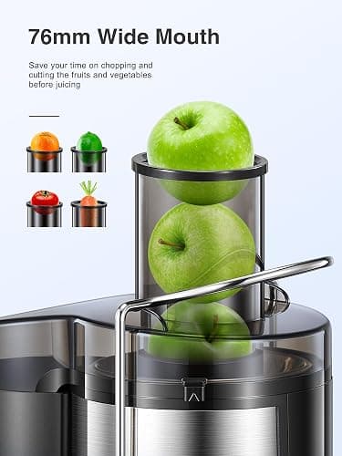 Juicer, Reemix Centrifugal Juicer Machines Whole Fruit and Vegetable, 3-inch Wide Mouth Juicer Extractor with 2 Speeds, Brush Included Easy to Clean (Black, 500W) thumbnail 3