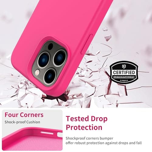 FUNMIKO Compatible with iPhone 15 Pro Max Case with Screen Protector,Upgraded Liquid Silky Soft Silicone,Fashionably Designed for Women and Girls,Protective Phone Cover,Hot Pink thumbnail 6