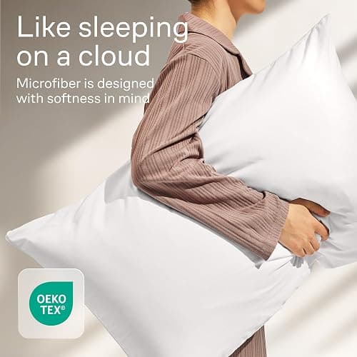 Ultra Soft Pillow Protectors with Zipper - Standard Size - Set of 4 - White | 100% Protection Against Stains, Dust & Dirt, Breathable Pillow Covers, Machine Washable thumbnail 4