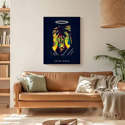 Juice WRLD Canvas Wall Art Decor - Colorful Pop Art Rapper Portrait with Halo, Music-Inspired Artwork for Bedroom, Living Room or Music Studio Wall Decoration 8X10 inch thumbnail 4