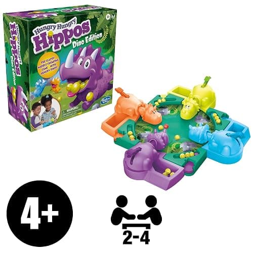 Hasbro Gaming Hungry Hungry Hippos Dino Edition Board Game, Pre-School Game for Ages 4 and Up; for 2 to 4 Players (Amazon Exclusive) thumbnail 3
