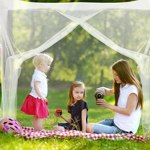 COZFUR Mosquito Net for Bed Mosquiteros Cameros para Cuba One Side Opening White Bed Canopy Netting for Bedroom Camping Outdoor Travel (L75 X W71 X H75 Inch) thumbnail 6