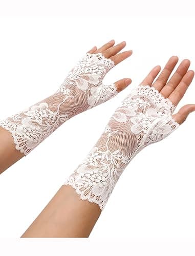 Avidlove Women Short Lace Gloves Fingerless Bridal Wrist Glove Opera Evening Wedding Tea Party Prom Cosplay Gothic Clothes thumbnail 2