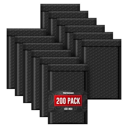 METRONIC Black Bubble Mailers 4x8 Inch 200 Pack Small Padded Envelopes | Usable Size 4x7 Waterproof Padded Mailer Self Seal Adhesive Bubble Envelopes for Shipping Jewelry, Cards, Small Business thumbnail 8