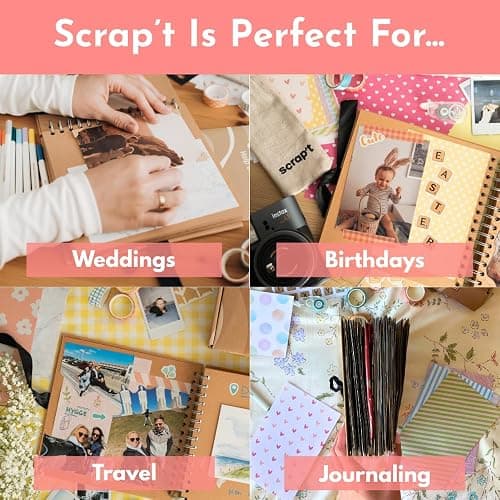 Scrapbook Kit - 80 Page Photo Album DIY Scrapbook - Holds 300+ Photos, with Metallic Pens, 150+ Stickers, Glue Pen, Washi Tapes, Backing Paper, Photo Corner Stickers (Starter Kit - 8 x 8 Inch, Kraft) thumbnail 9