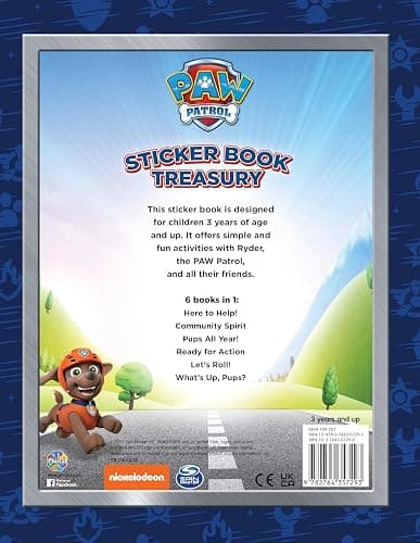 Paw Patrol Sticker Book Treasury - Activity Books for kids, 350 reusable stickers, 96 pages of fun thumbnail 2