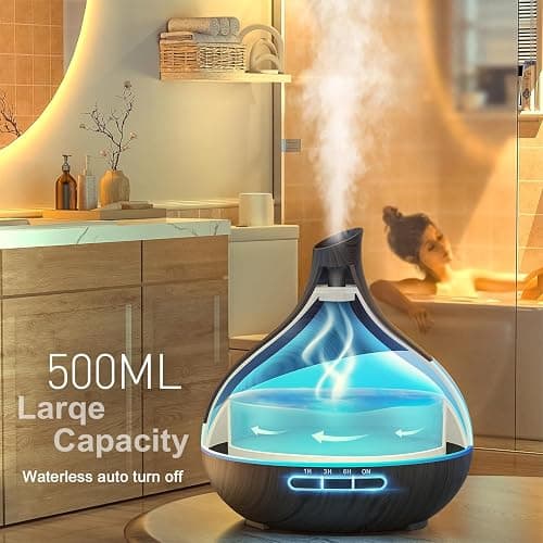 HJTHJT 500ML Essential Oil Diffuser: Aroma Diffuser with Remote Control for Hotel Spa Yoga Room - Humidifiers for Bedroom with 14 Colors LED Night Light for Kids/Women Home Relaxation thumbnail 4