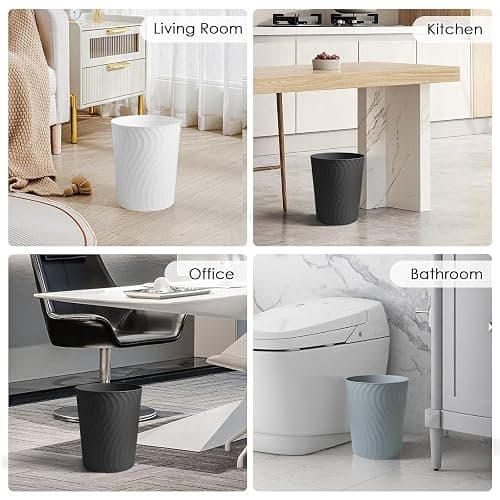YGJT Small Trash Can, 3 Pack 1.8 Gallons Bathroom Trash Can, Slim Waste Basket, Round Garbage Can, Plastic Trash Bin for Kitchen, Dorm, Bedroom, Office, Living Room, Study, Compact Spaces(Black) thumbnail 2