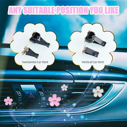 DEDC Car Air Fresheners, 8 Pcs Car Scents Air Freshener, Car Vent Clip Air Freshener, Flower Air Freshener Car Clips, Pink & White thumbnail 4