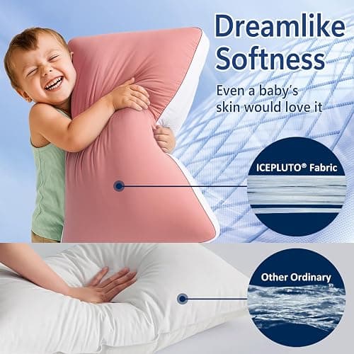 MEELUS Silky Soft Pillows Queen Size Set of 2, Reversible Down Alternative Bed Pillows, Skin Friendly Cool Fabric for Hair & Skin, Luxury Hotel Quality, Cooling Pink, 20 x 30 Inches thumbnail 2