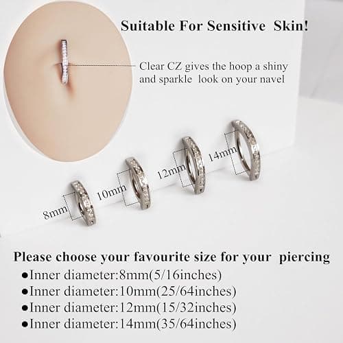 ORANGELOVE G23 Titanium 14G Belly Button Rings for Women Hinged Hoop Clicker Belly Ring Reverse Curved Navel Ring Floating Navel Barbell Piercing Jewelry 14 Gauge 8mm 10mm 12mm 14mm thumbnail 3