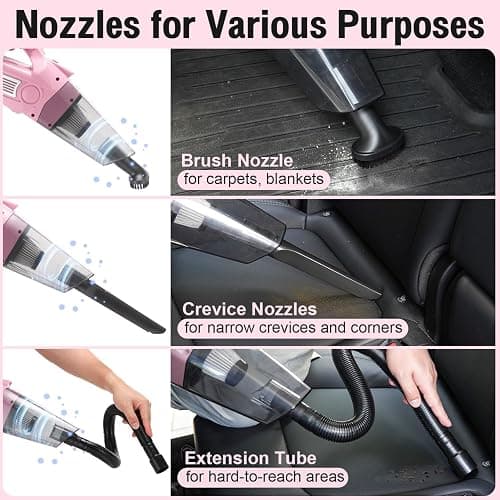 Vioview Pink Car Cleaning Kit, 25Pcs Detailing Kit Interior with 4-in-1 Power Handheld Vacuum Cleaner, Detailing Brush Set, 2-in-1 Windshield Cleaner Tool, Car Accessories for Cleaning, Gift for Women thumbnail 4