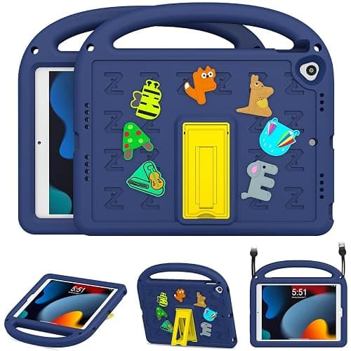 AGROMI Kids Case for iPad 9th/8th/7th Generation 10.2 Inch 2021/2020/2019, with Built-in Anti-Slip Handle/Foldable Stand/Shoulder Strap, Shockproof Protective Kids iPad 9th/8th/7th Gen Case 10.2 Inch - Image 1