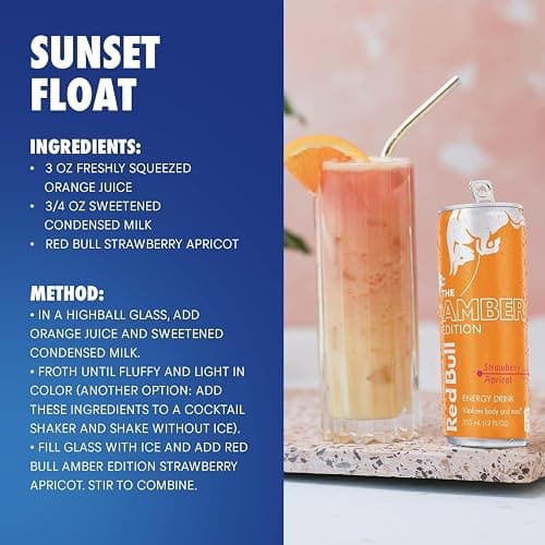 Red Bull Amber Edition Energy Drink, Strawberry Apricot, 114mg Caffeine, 12 fl oz, Pack of 8 Cans thumbnail 8