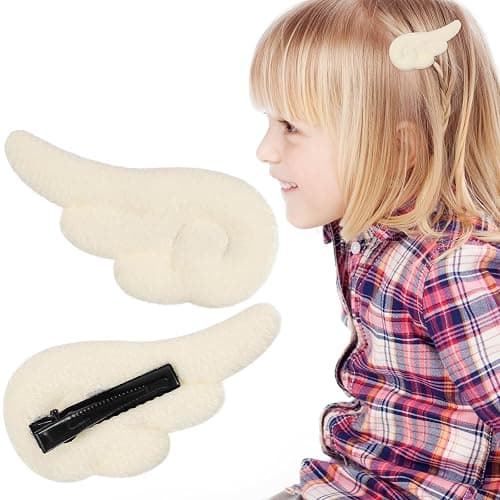 Beaupretty Angel Wings Hair Clips, Cartoon Hair Clips Cute Adorable Hair Barrettes Plush Non Slip Hair Clamps Barrettes for Girls and Women (White) thumbnail 2