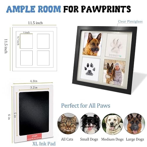 MYPAWLETS Ink & Clay Paw Print Kit for Dog Cat,Clean-Touch Ink Pad & Soft Clay,Pet Paw Print Impression Kit Large Area,Keepsake Frame for 1-2 Pets,Cat/Dog Gifts thumbnail 6