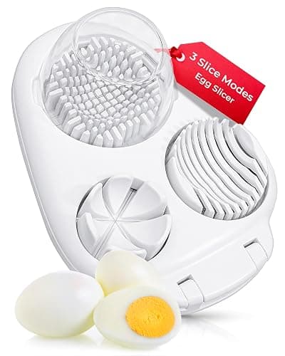 CraftyCrocodile Egg Slicer for Hard Boiled Eggs - 3 Slice Modes Egg Cutter, Heavy Duty, Stainless Steel Dicer - Kitchen Chopper Tool for Strawberry, Mushroom, Grape, Cherry Tomato - White - Image 1