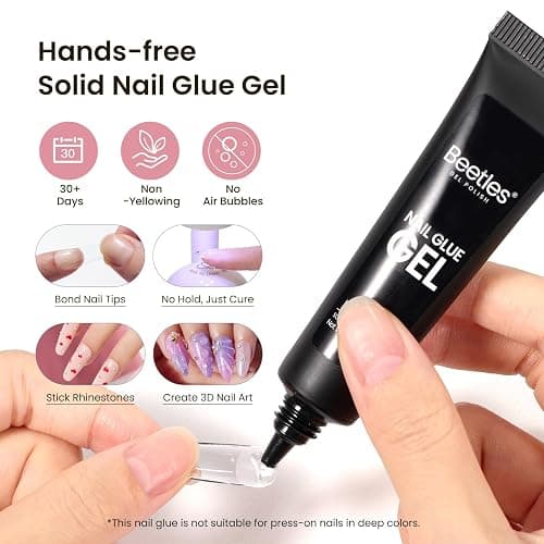 Beetles Gel Nail Kit Short Almond, with Dehydrator and Primer, 576Pcs Half Matte Etch-X Gel Nail Tips Solid Nail Glue Mini Lamp Acrylic Tips Easy DIY Extension Set Gift for Women thumbnail 5