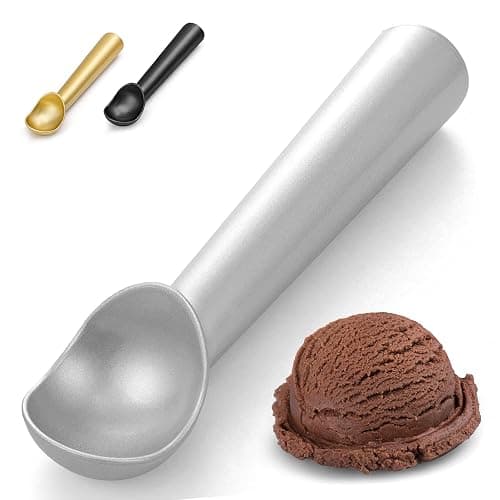 CUNSENR 7 inch Ice Cream Scoop - One-Piece Nonstick Aluminum Ice Cream Scooper - Professional Metal Ice Cream Spoon - Durable, Easy to Use & Clean - Lightweight Cookie Spoon - Scoop Ice Cream (Sliver) - Silver - Image 1