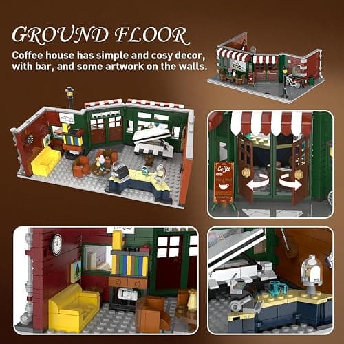 INSOON Coffee House Building Set with Light, 1589 PCS City Cafe Shop Building Block Toy with Stage Street Lights, Architecture Construction Model for Adults Teens Kids Ages 10 11 12+ Boys Girls thumbnail 3