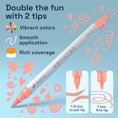 ARTISTRO 24 Pastel Acrylic Paint Markers - Paint Pens for Drawing - For Fabric, Rock, Glass, Wood, Molds - Arts & Crafts Gift for Adults, Teens, Kids, Classroom Must Haves & School Supplies thumbnail 3
