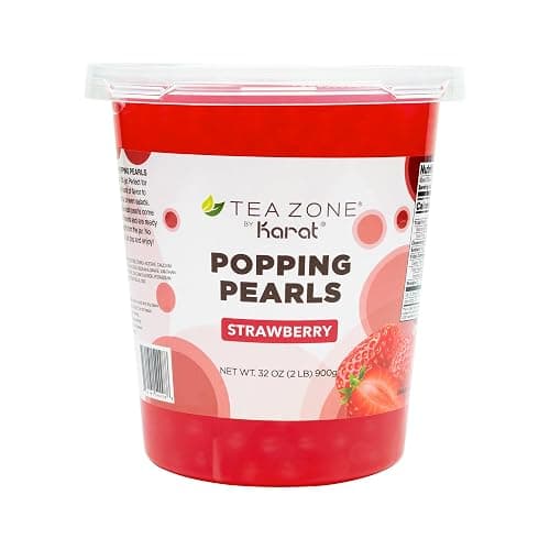 Tea Zone [2 Pound] Strawberry Popping Pearls, Bubble Tea Topping, Vegan & Gluten-Free, Ready-to-Eat for Drinks & Desserts- B2053 (2.0lb) thumbnail 8