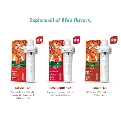 Cirkul Gateway Tea Caffeine Flavor Water Variety Pack, Makes 36 Drinks, No Sugar, Zero Calorie Drink Mix, (2 Sweet, 2 Peach, 2 Raspberry) thumbnail 3