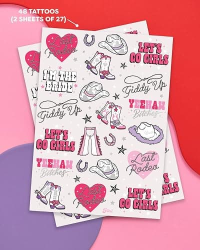 xo, Fetti Last Rodeo Bachelorette Temporary Tattoos - 48 Glitter Styles | Giddy Up Bach Party Decoration, Cowgirl, Bridesmaid Favor, Bride to Be Gift + Bridal Shower Supplies thumbnail 2
