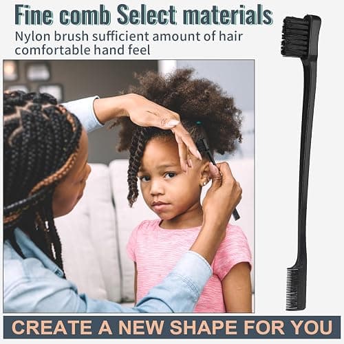 LORSEX Haarbürste mit 200ml Haar Sprühflasche, Entwirrbürste für Naturhaar für Afro Haare 3a bis 4c Verworrenes, Welliges, Lockiges Haar, mit 3 Stück Toupier Bürste Set Doppelkanten Bürste (Schwarz) thumbnail 7