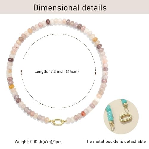 ROISE LADY Beaded Natural Stone Necklaces for Women Choker Gemstone Bead Summer Beach Jewelry Necklace thumbnail 4