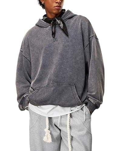 Aelfric Eden Washed Plain Hoodies For Men Women Vintage Acid Wash Oversized Sweatshirts Casual Streetwear Pullover Hoodie thumbnail 3