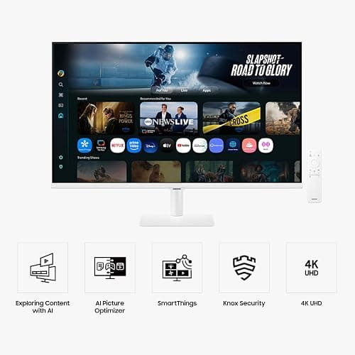 Samsung 32” Smart Monitor M7 (M70F) 4K UHD Display, Samsung Vision AI, Smart TV Apps, Gaming Hub, USB-C, HDMI and USB-A, White, LS32FM703UNXZA, 2025 thumbnail 2