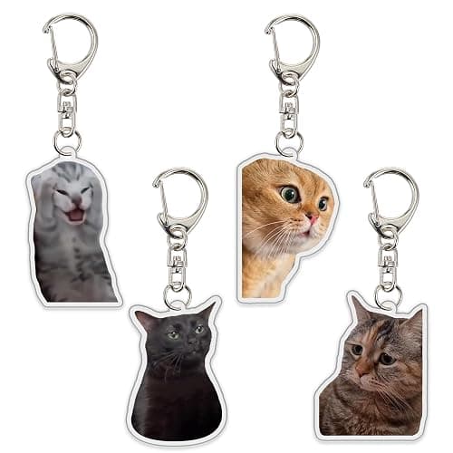 Ohjijinn 8Pcs Cat Keychain Cute Cat Meme Keychains Two Cats Talking Keyring Kawaii Charm Keychain Funny Gift For Friend, Multi, One Size thumbnail 3