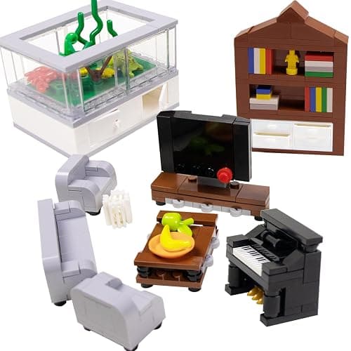 Building Block Furniture, Includes Items Such as a Bed, TV, Bookshelf, Kitchen cabinets, It Serves as Furniture for Decorating Lego City Mansion Houses and is Compatible with Major Brands Bricks - Image 1