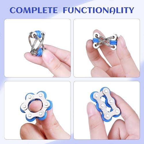 8 Pcs Sensory Fidget Toys Pack Flippy Roller Bike Chain Fidget Spinner Anxiety and Stress Relief Silent Tools Mesh Marble Acupressure Ring for Adults Teens Kids Boys Girls Easter Gifts thumbnail 3