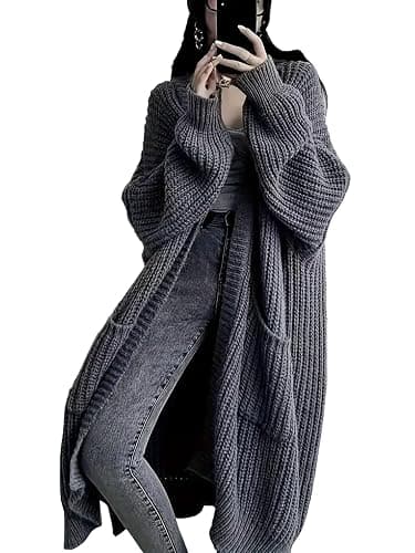 GUTPOINT Womens Long Cardigan Sweaters Open Front Oversized Duster with Pocket for Women 2025 Fall Winter Knit Design Coats - Image 1