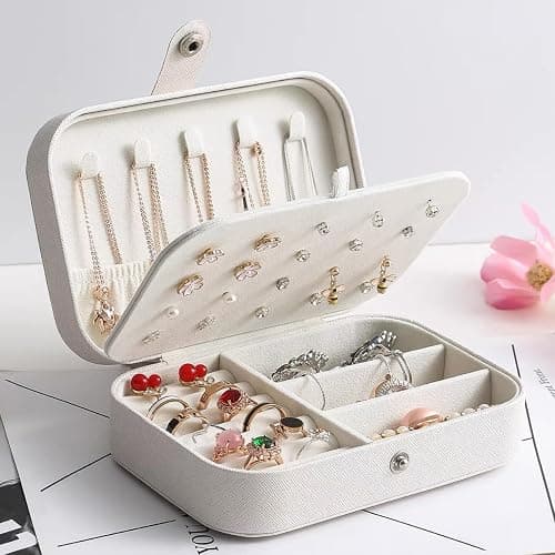 Fincekoom Personalized Jewelry Box Gifts for Women Custom Travel Jewelry Case Organization Leather Customized Birthday Anniversary Bridesmaid Gifts thumbnail 6