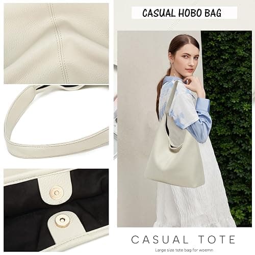 Casual Hobo Bag for Women Soft Shoulder Bags Slouchy Pu Leather Tote Purses for Work Travel thumbnail 6