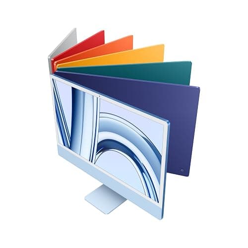Apple 2023 iMac all-in-one desktop computer with M3 chip: 8-core CPU, 10-core GPU, 24-inch 4.5K Retina display, 8GB unified memory, 256GB SSD storage, matching accessories. Works with iPhone; Blue - 8‑core CPU and 10‑core GPU - 256 GB - Blue thumbnail 5