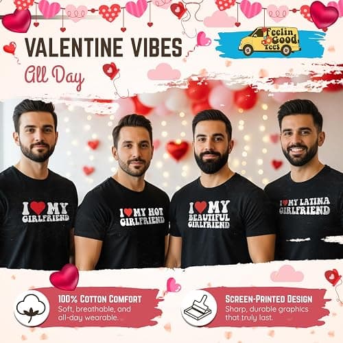 I Love My Girlfriend T Shirt for Men Heart Graphic T-Shirt Romantic Casual Novelty Valentine Tee Couples Clothing thumbnail 3